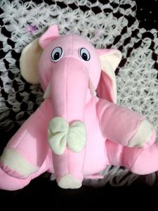 White Pink Baby Elephant Soft Toy for Kids