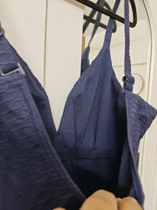 Navy Textured One-Piece Swimsuit