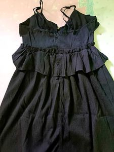 Black Ruffled Midi Dress