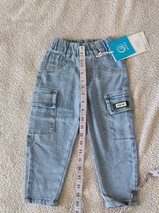 Unisex Stylish Light Wash Cargo Jeans for Kids