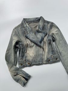 Washed Denim Moto Jacket