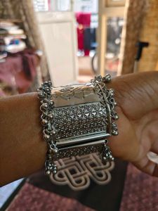 Ethnic Silver Oxidized Bangle Bracelet