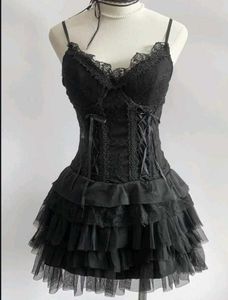 Gothic corset dress | lace & ruffle