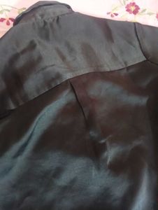 Black satin branded shirt Xxl