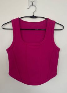 Hot Pink Textured Corset Top