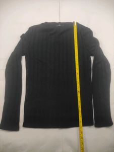 Classic Black Ribbed Long Sleeve Top
