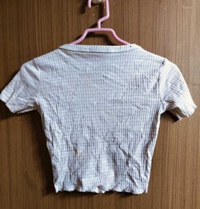 Ribbed Button-Up Crop Top