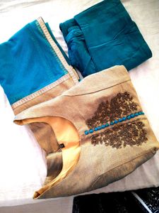 Elegant Gold Embroidered Kurta set designer