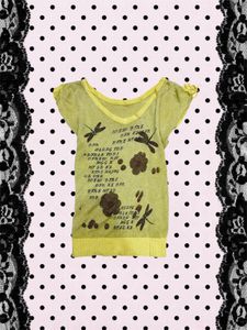 y2k yellow graphic top