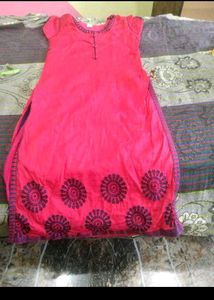 Pink Kurta with Black Print