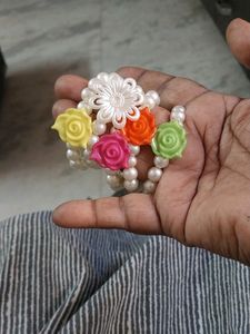 Pearl Beaded Bracelets with Flower Accents