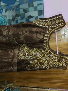 Elegant Embellished Brown Ethnic Gown