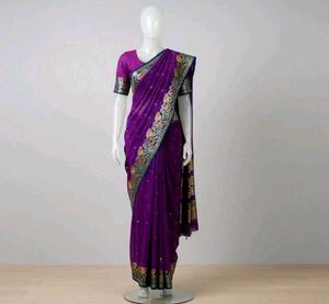 Purple Embroidered Party Wear Saree