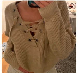 Lace-Up Knit Sweater top