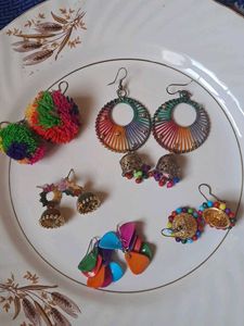 Navaratri Colorful Earrings Combo of 5