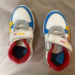 Kids' White & Blue Sneakers
