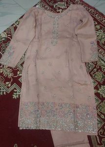 embroidery peach suit set