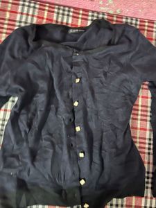Navy Blue Button-Up Fitted Cardigan🎀