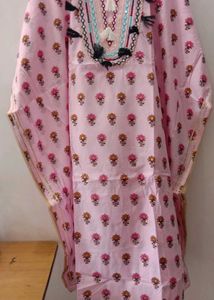 PINK PRINTED KAFTAN KURTI.