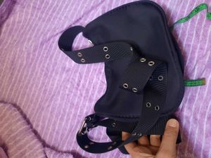 Black Shoulder Bag with Grommets