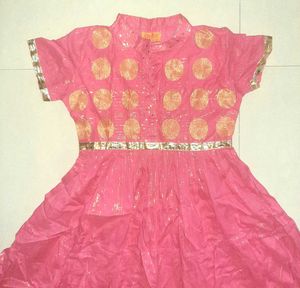 SRISHTI Pink &amp; Gold Anarkali Kurta Churidar