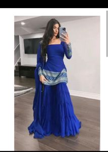 Royal Blue Sharara Suit Price Is Fixed