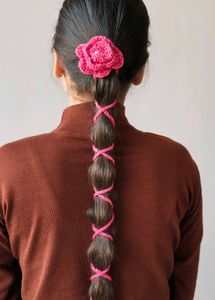 Handmade Crochet Rose Hair Tie Accessory