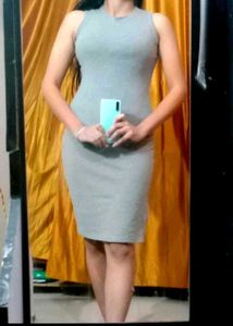 Sleek Grey Sleeveless Sheath Dress