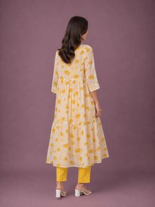 Floral Print Kurta Set with Jacket