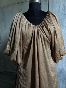 Chic Beige Ruched V-Neck Top