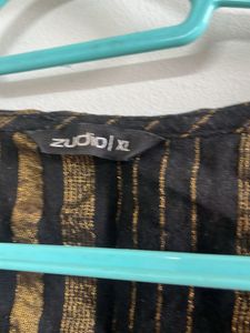 Black &amp; Gold Striped Kurta