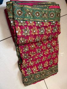 Embroidered pure georgette Saree