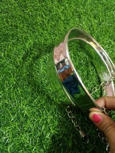 Stylish Silver Belt with Chain Detail