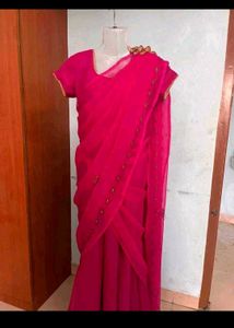 (New) Beautiful Pink ready to wear saree