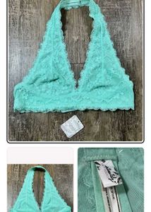 Free people Teal Lace Halter Bra