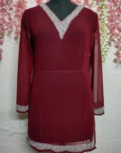 y2k embellished sheer kurti top