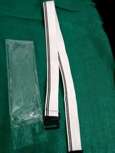 Classic White Web Belt with Black Stripes