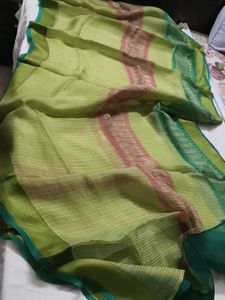 Elegant Green Handloom Chanderi Silk Saree