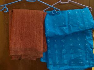 Beautiful Blue jamdani saree Maroon khadi cotton