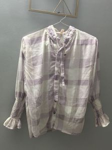 Chic Plaid Tie-Neck Shirt