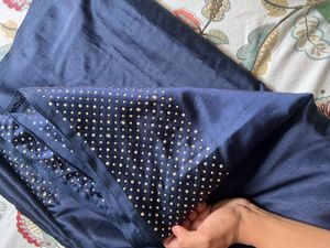 Elegant Navy Blue Embellished Saree