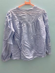 Striped Blue &amp; White Casual Top