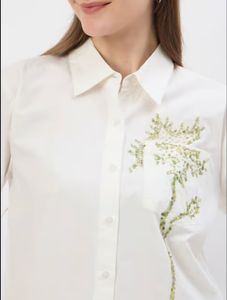 Chic White Embroidered Button-Up Shirt