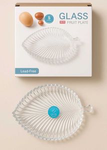 Glass Leaf-Shaped Fruit Plate