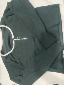 Ribbed Zip Neck Long Sleeve BlackTop