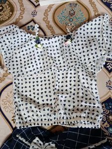 Heart Print Crop Top &amp; Skirt Set