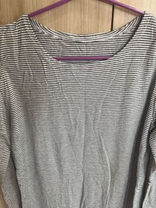Striped Cold Shoulder Long Sleeve Top