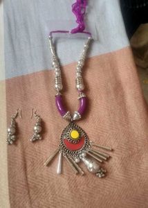Boho Oxidized Necklace and Earring Set
