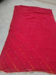 Red Bandhani Dupatta odhna