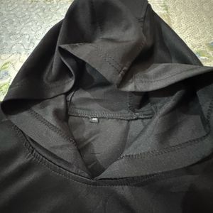 Stylish Black Hoodie with White Accents